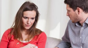 Divorce Counselling session with pensive look on woman's face